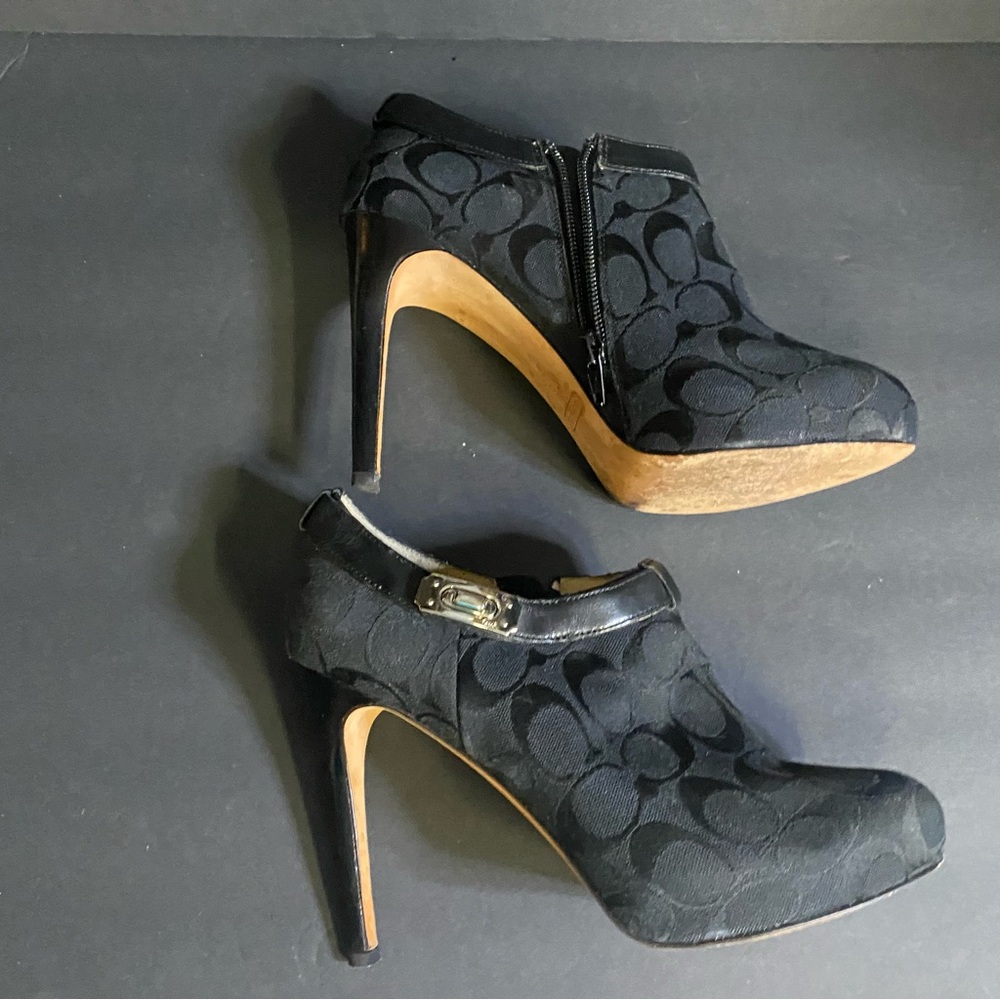 Coach Black Patterned Heeled Boots - Picture 3 of 8